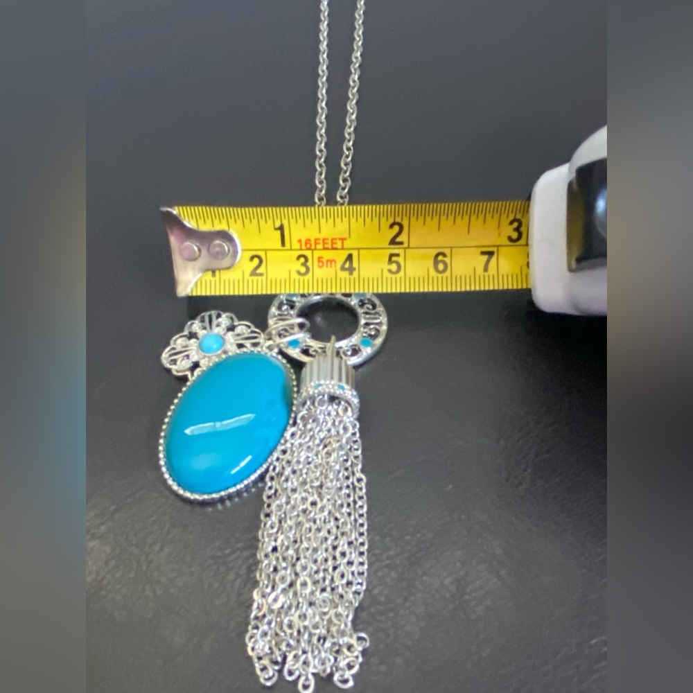 Sliver with Blue Charms Necklace